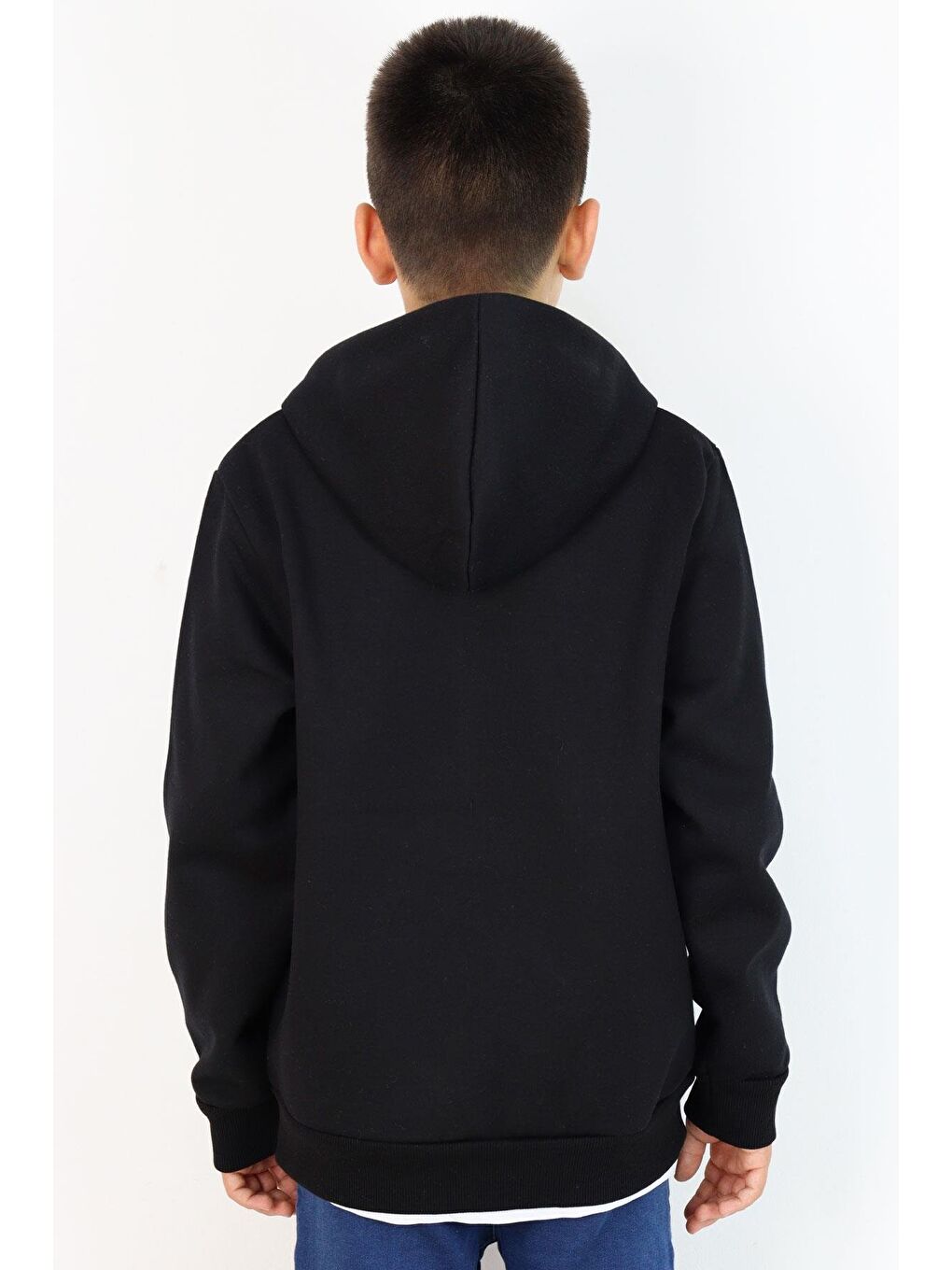 Erkek Çocuk Hırka Değişken Arma Baskılı Fermuarlı Cepli Siyah (8-10 Yaş)-3