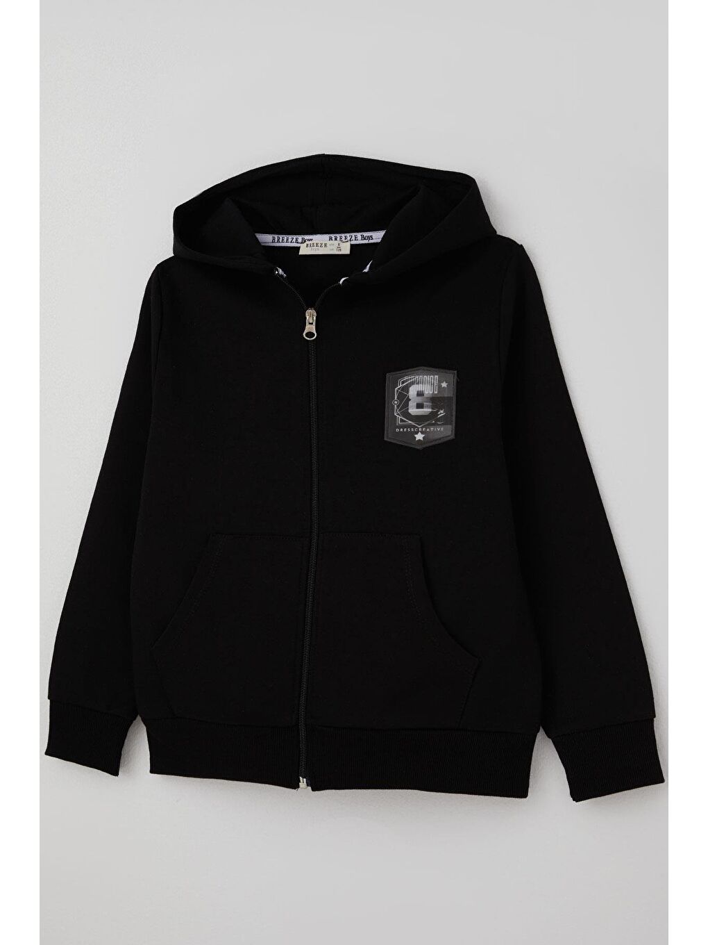 Erkek Çocuk Hırka Değişken Arma Baskılı Fermuarlı Cepli Siyah (8-10 Yaş)-6