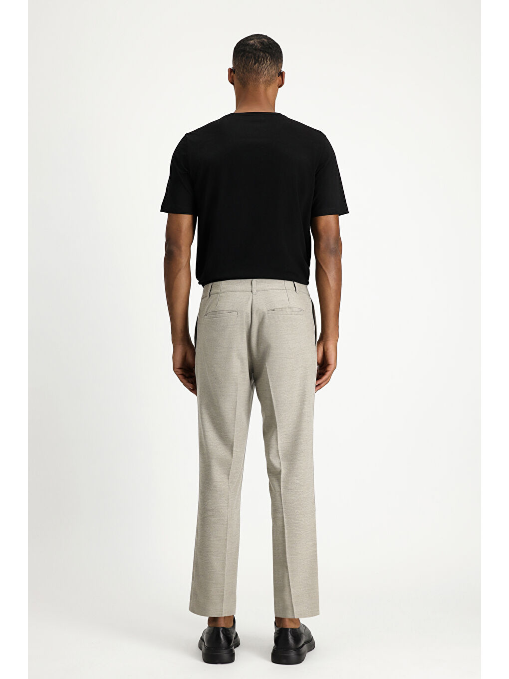 Bej Slim Fit Dar Kesim Elastanlı Pileli Klasik Kumaş Pantolon-5