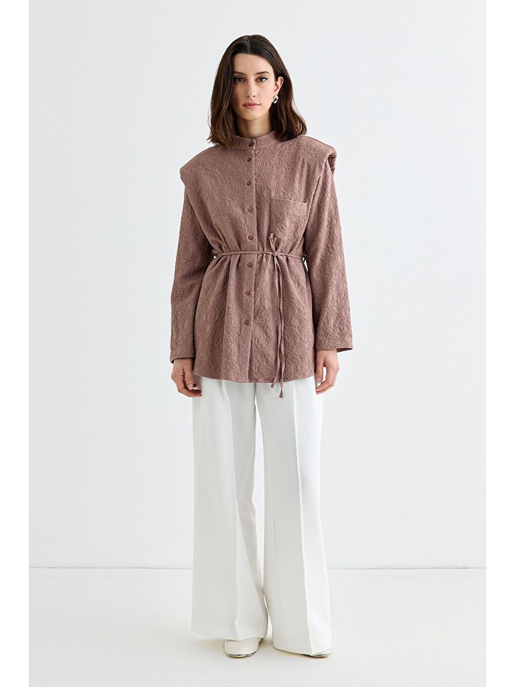 Pembe Edna Vatkalı Gömlek Marshala-1