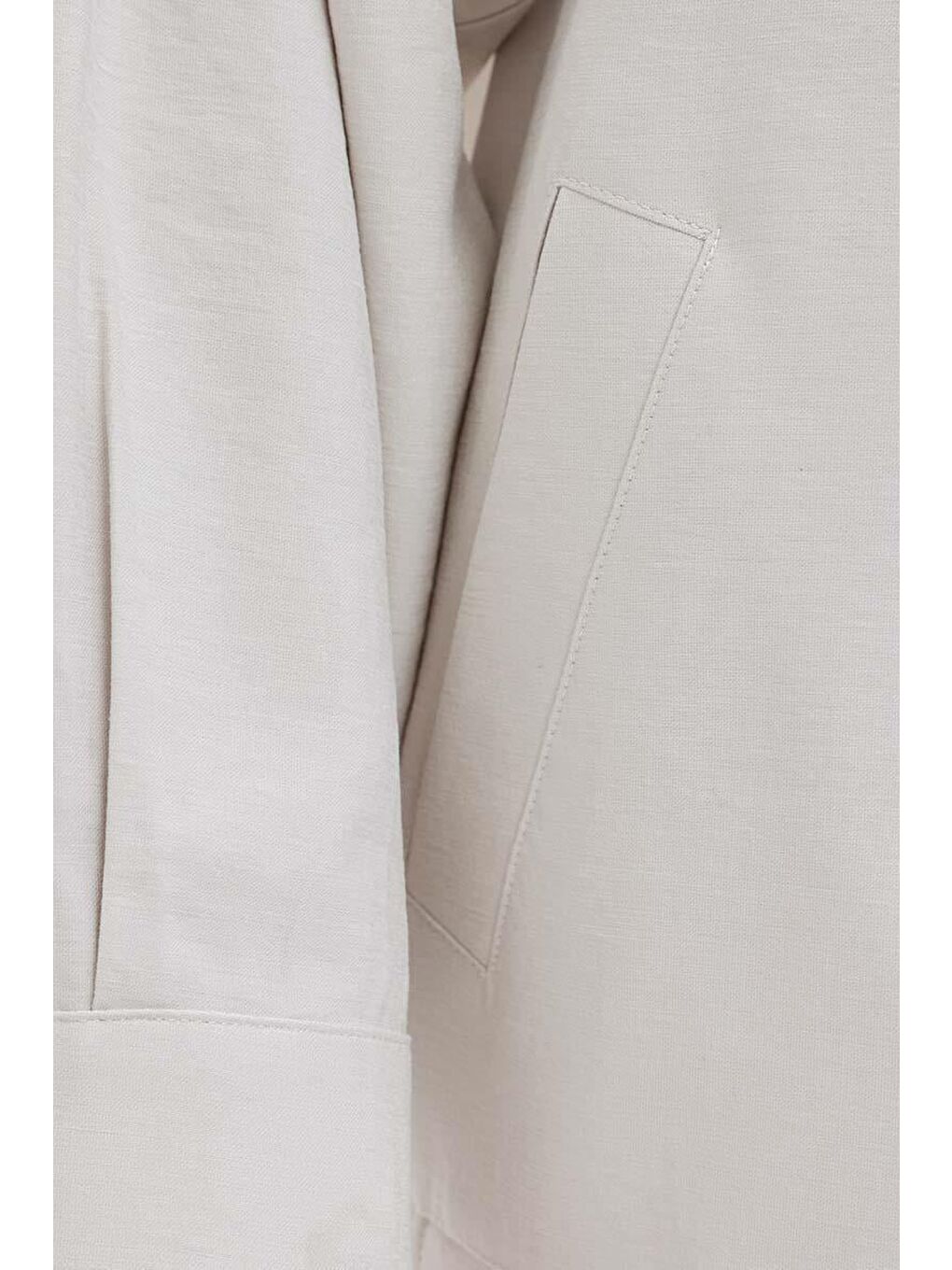 Bej Taş-Etek Ucu Lastikli Fermuarlı Ceket-6