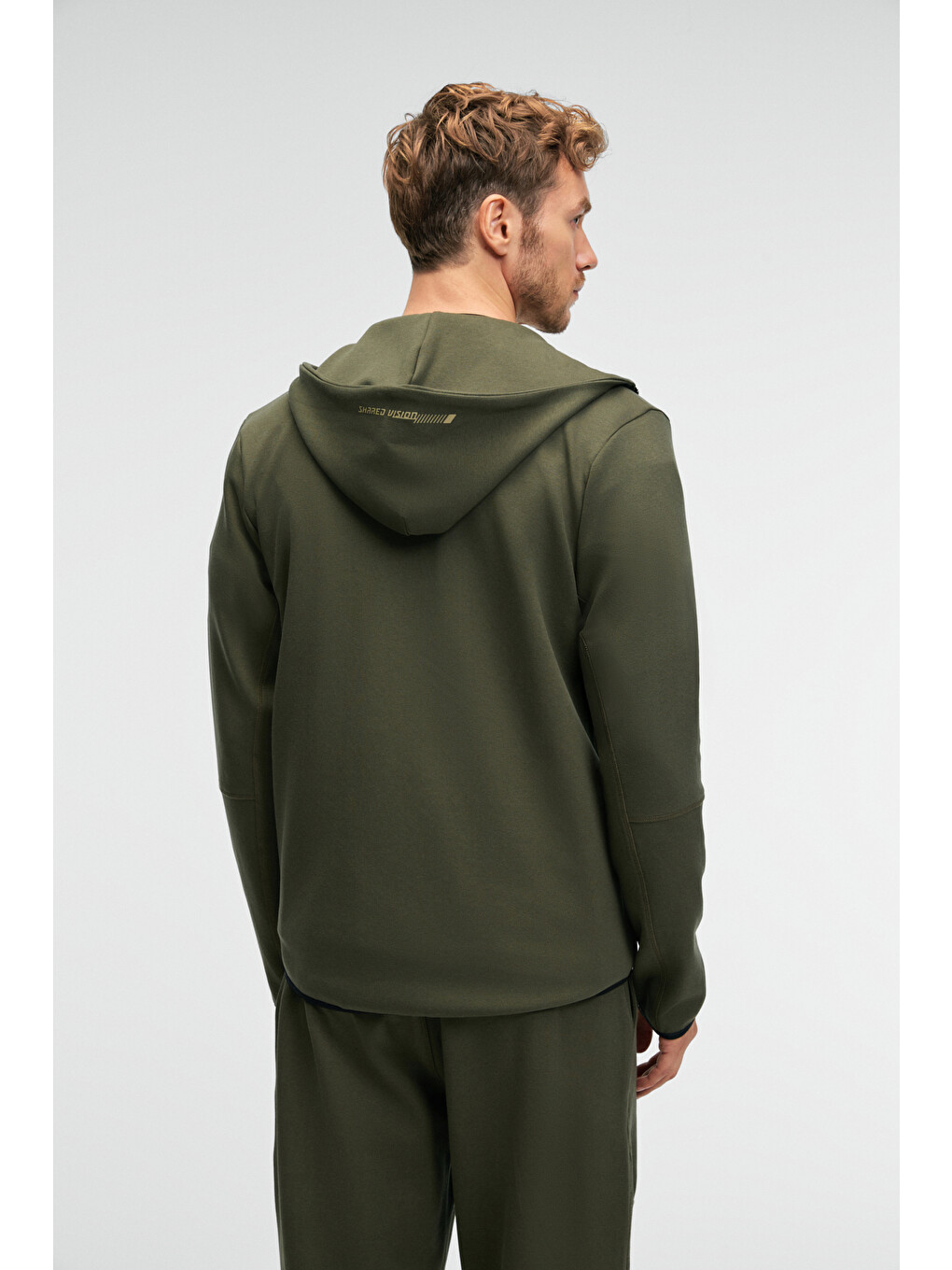 Avener Erkek Kapüşonlu Baskılı Fermuarlı Haki Sweatshirt-5