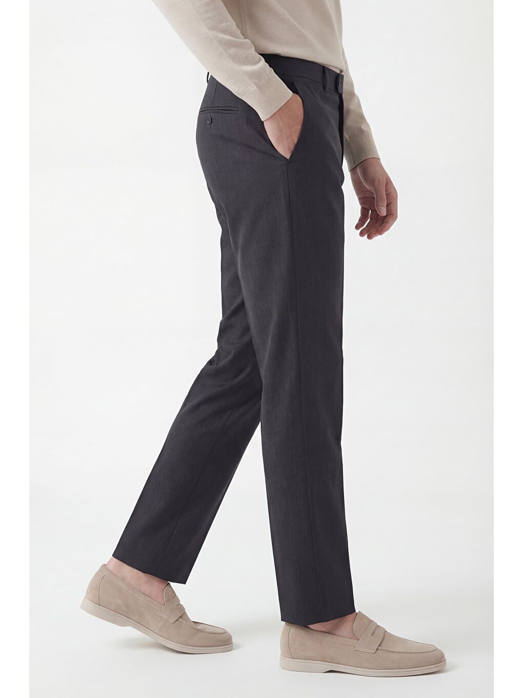 Giotelli Erkek Siyah Dar Kesim Slim Fit Viskon Dokuma Normal Bel Dokuma Pantolon-2