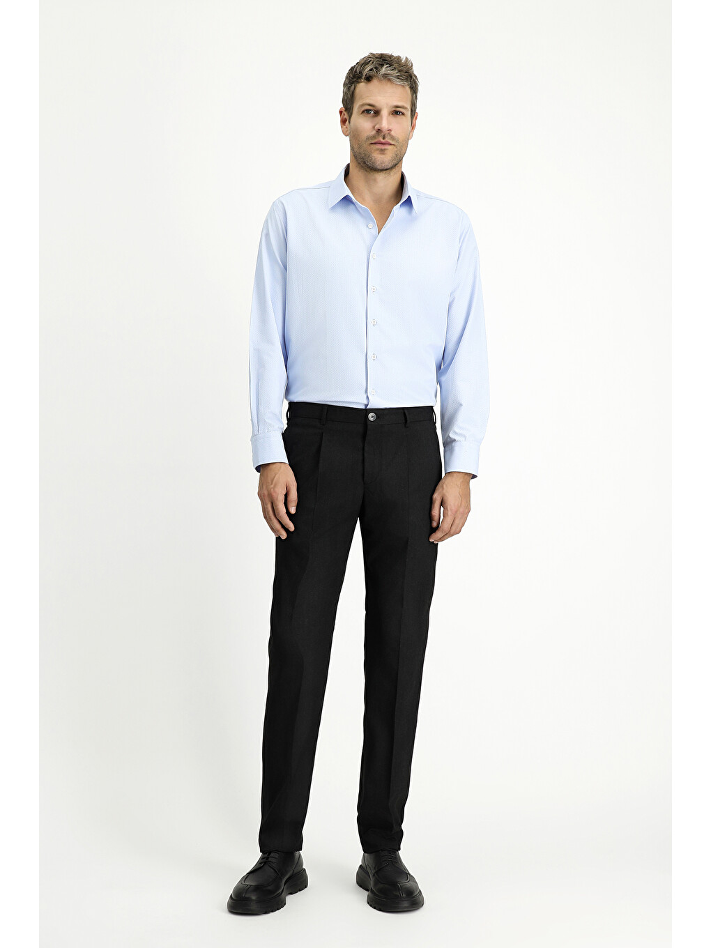 Antrasit Slim Fit Dar Kesim Elastanlı Pileli Klasik Kumaş Pantolon-1