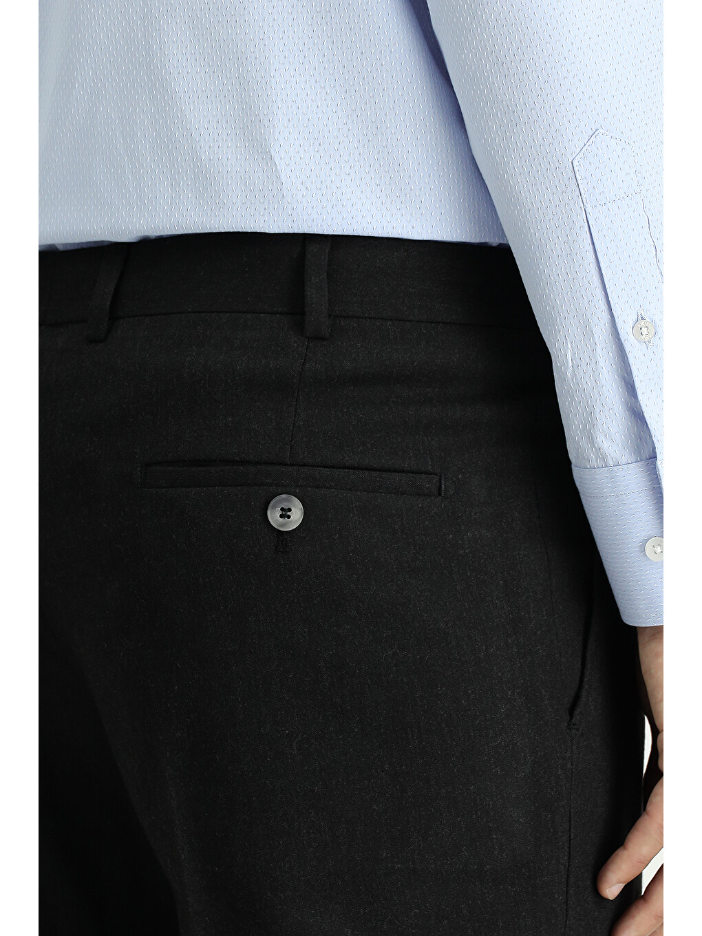 Antrasit Slim Fit Dar Kesim Elastanlı Pileli Klasik Kumaş Pantolon-4
