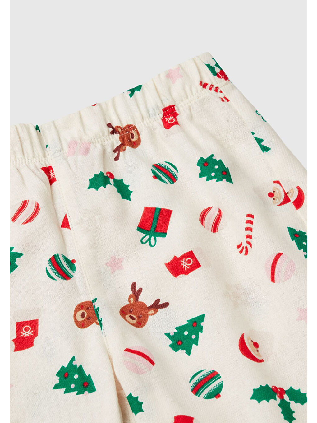 Erkek Çocuk Beyaz Tamamı Desenli Göğüs Cepli Altı Elastik Belli Pijama Takımı-2