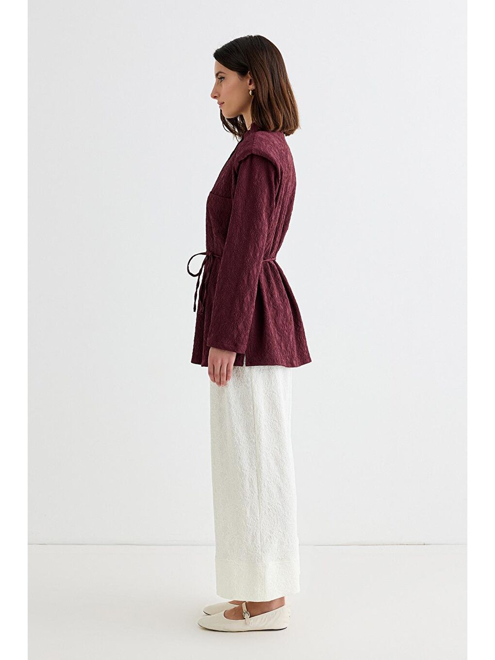 Edna Vatkalı Gömlek Bordo-2