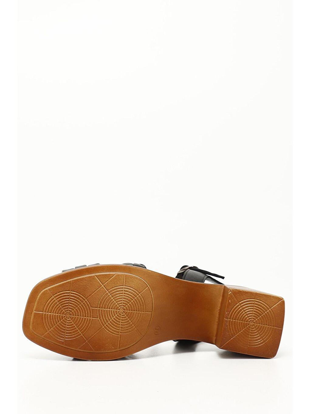 Siyah SİYAH  Hakiki Deri Kısa Kalın Topuklu Kadın Sandalet 45223-3