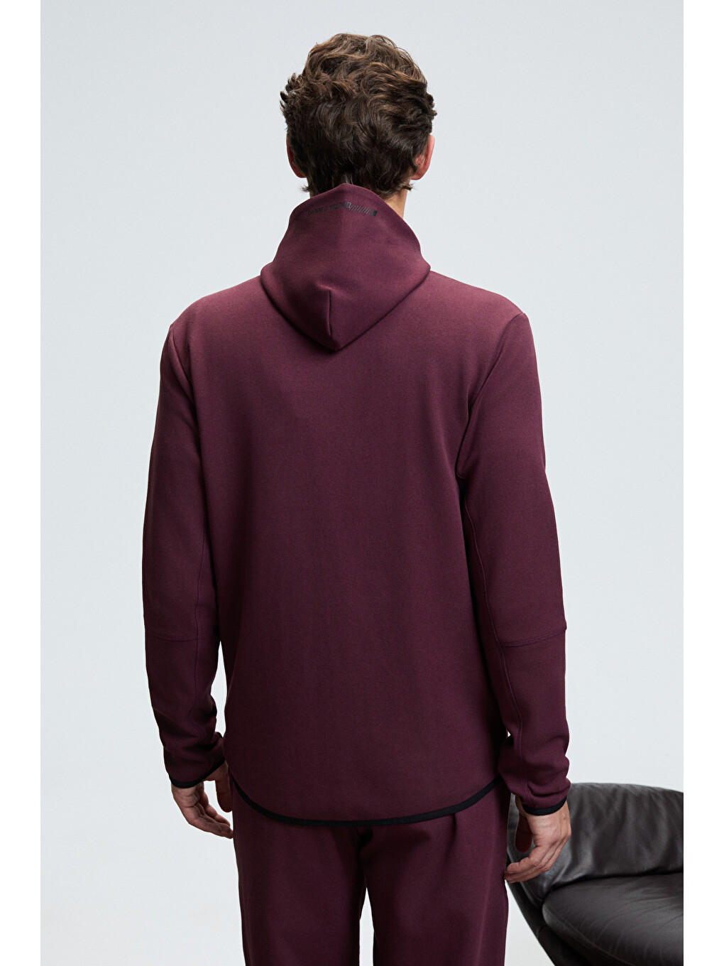 Avener Erkek Kapüşonlu Baskılı Fermuarlı Bordo Sweatshirt-4