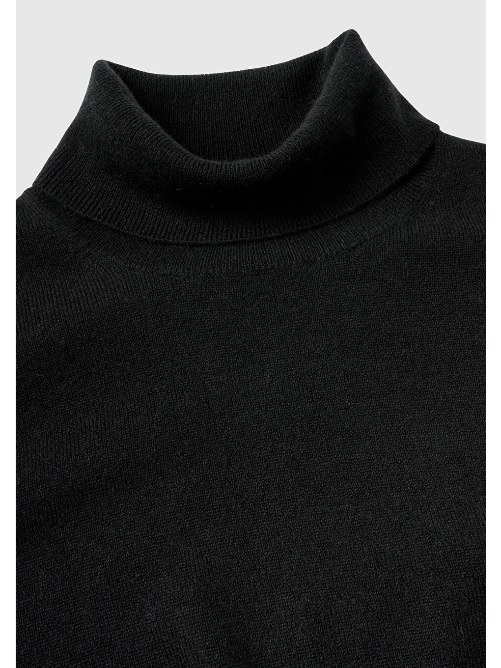 Erkek Siyah %100 Kaşmir Boğazlı Yaka Kazak-5