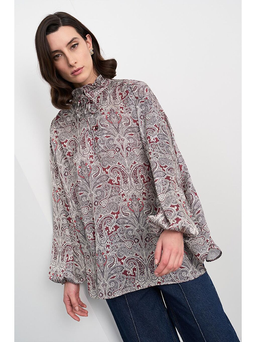 Emma Desenli Tunik Bordo-2