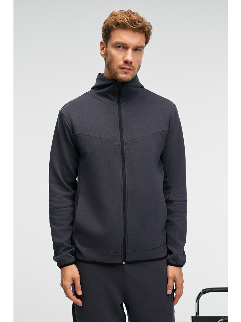 Avener Erkek Kapüşonlu Baskılı Fermuarlı Antrasit Sweatshirt-1