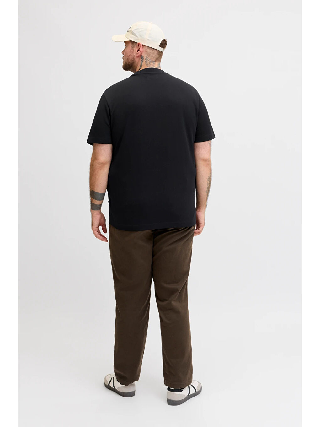 Siyah Plus Büyük Beden Pamuklu Regular Fit Bisiklet Yaka T Shirt 12297257-2