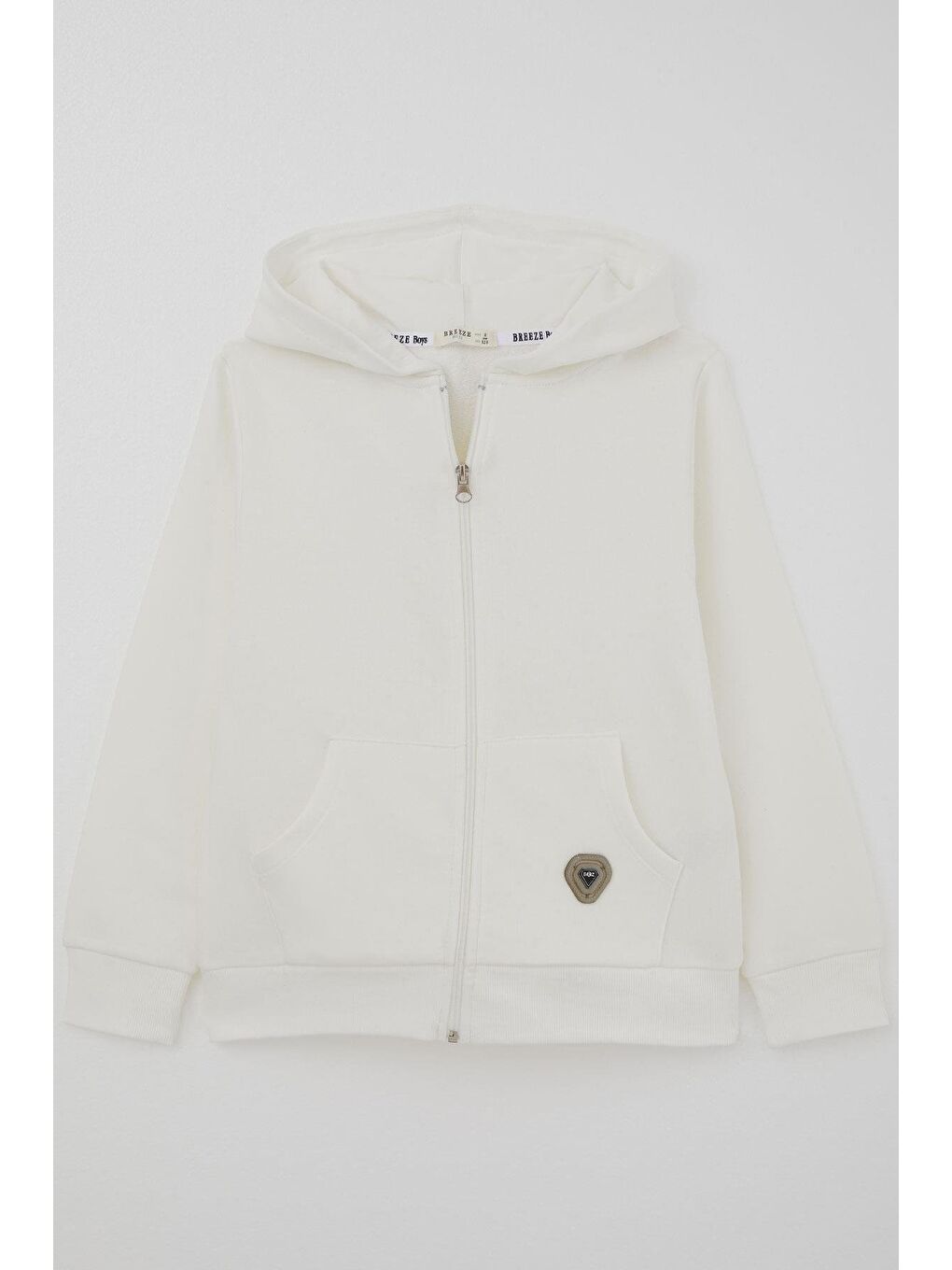 Erkek Çocuk Hırka Fermuarlı Yazı Armalı Ekru (8-12 Yaş)-2