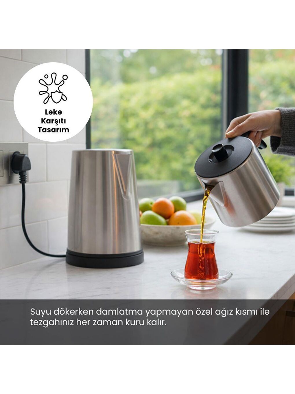 OZ26CM10 2in1 Paslanmaz Çelik Çay Makinesi ve Su Isıtıcı-4