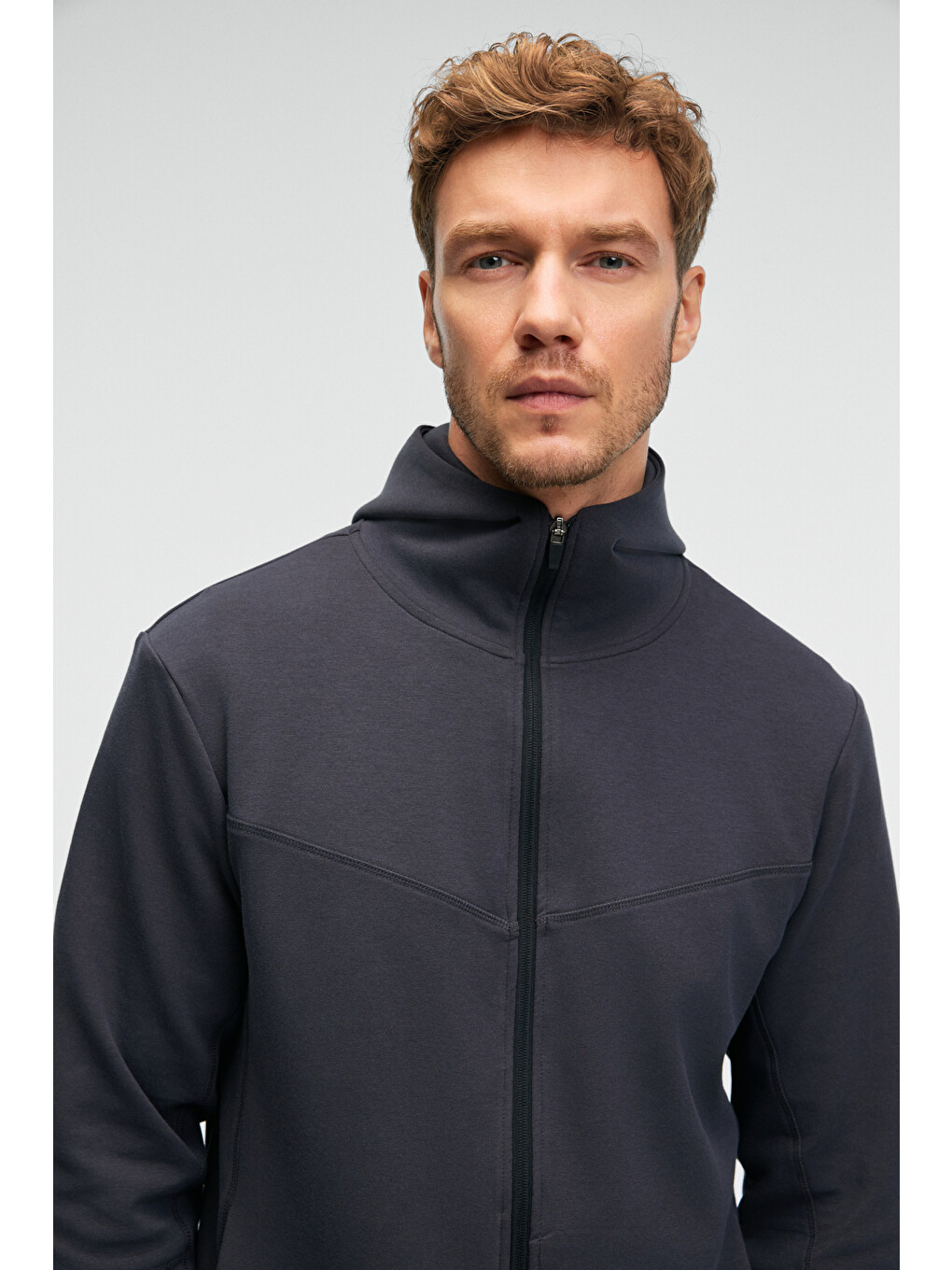 Avener Erkek Kapüşonlu Baskılı Fermuarlı Antrasit Sweatshirt-3