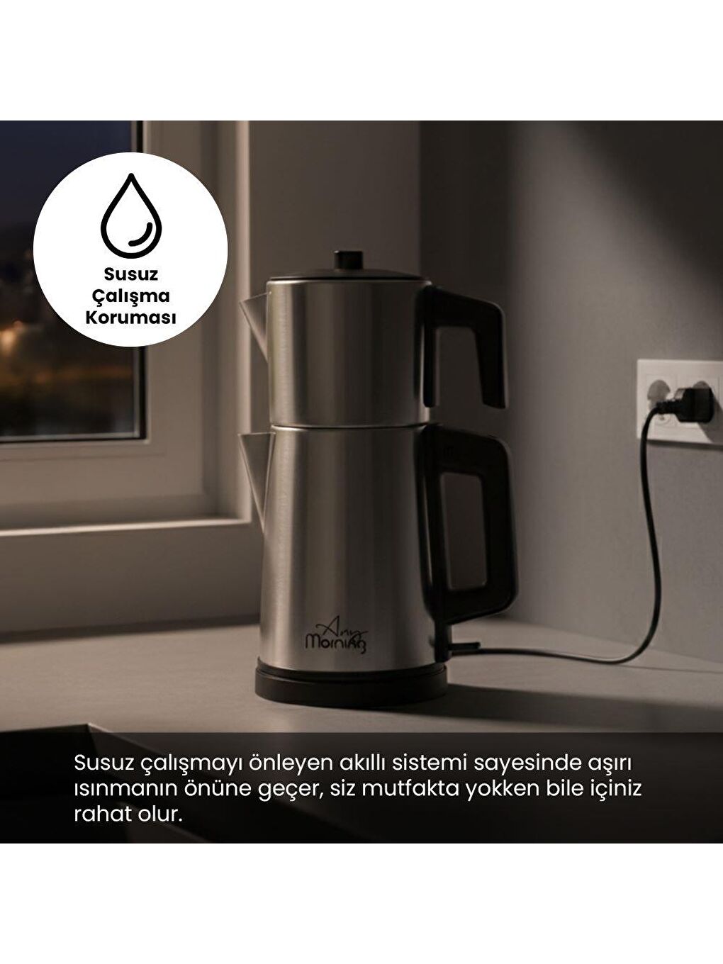 OZ26CM10 2in1 Paslanmaz Çelik Çay Makinesi ve Su Isıtıcı-5