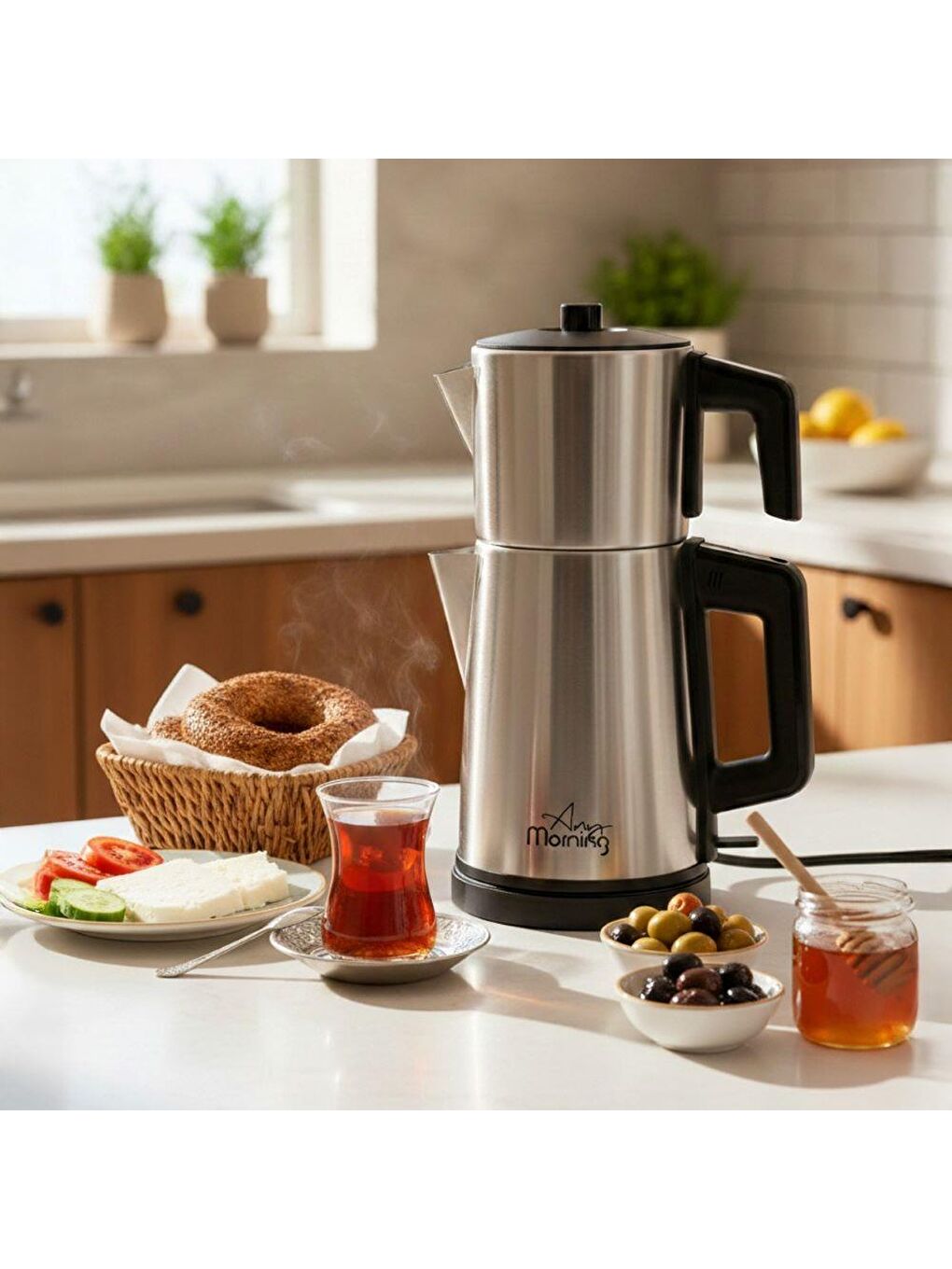 OZ26CM10 2in1 Paslanmaz Çelik Çay Makinesi ve Su Isıtıcı-7