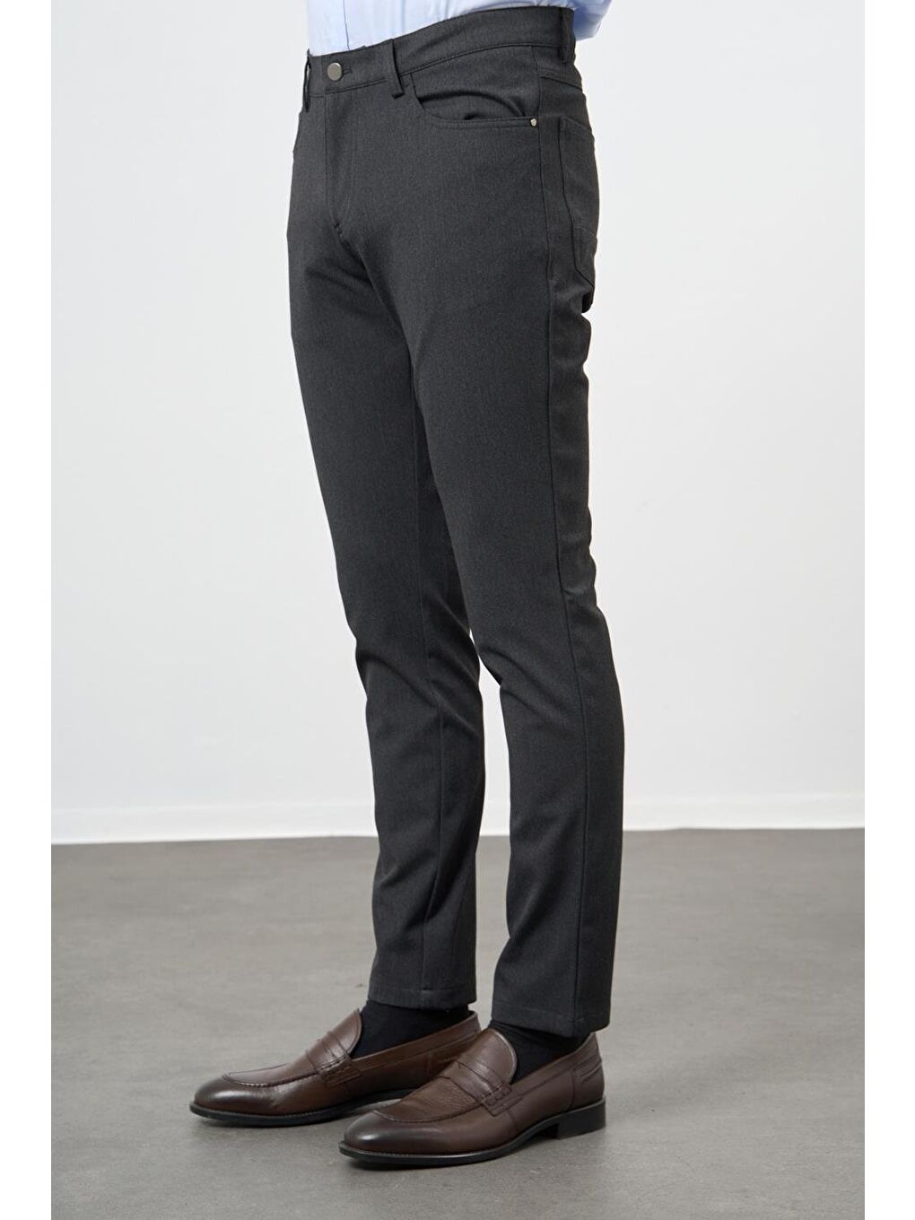 Koyu Antrasit Esnek 5 Cep Casual Slim Fit 5 Cep Pantolon 1003245161-1