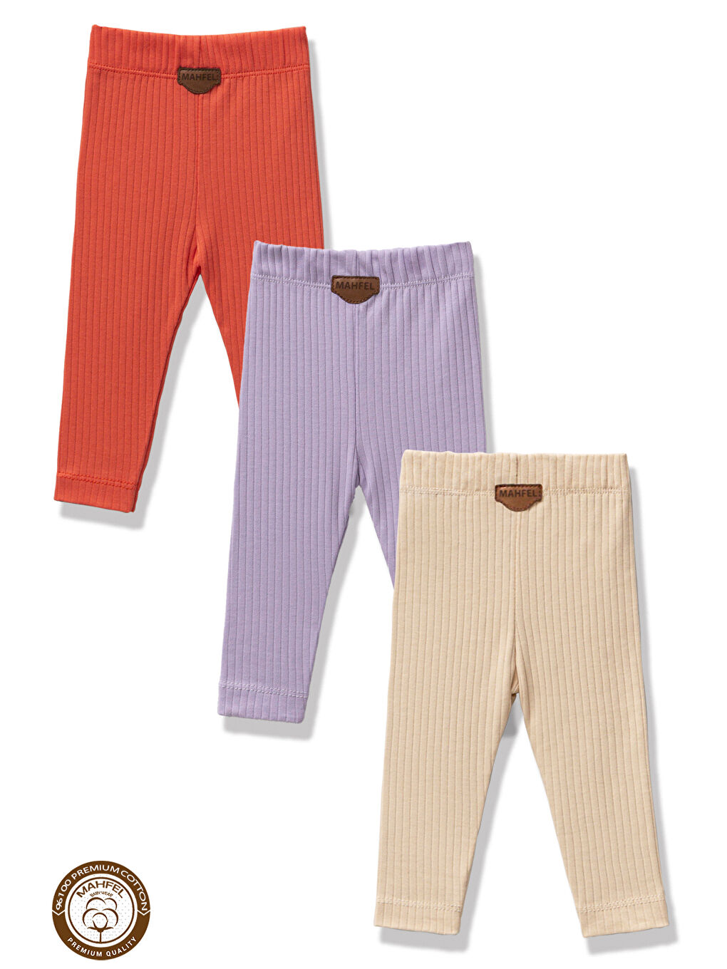 Ekru 3 lü Krem  Lila Kiremit Renkli Bebek Çocuk Tayt