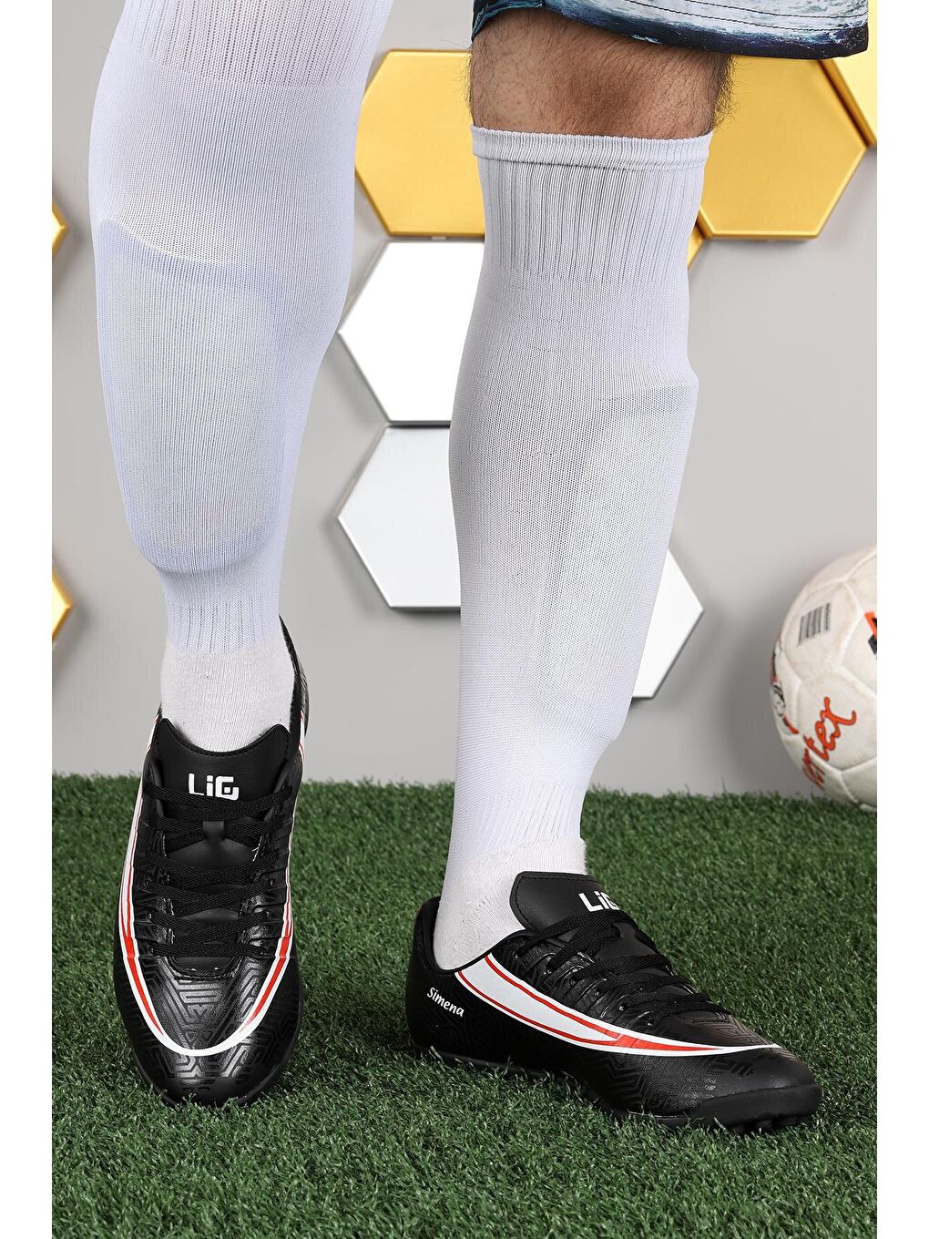 Siyah Simena HM Halı Saha Erkek Futbol Ayakkabı-1