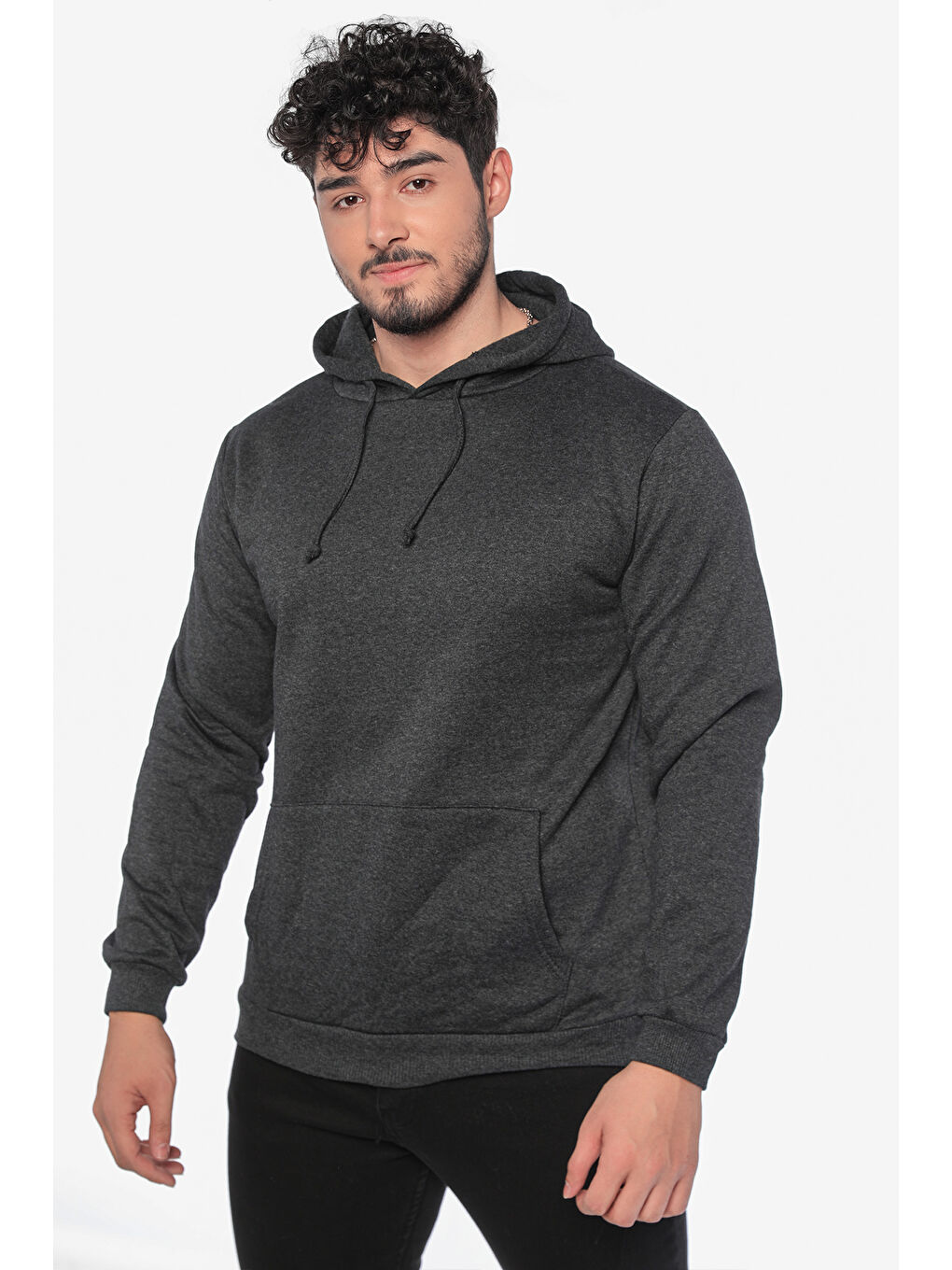 Mishar İtalia Antrasit Erkek Kapüşonlu Şardonlu Sweatshirt