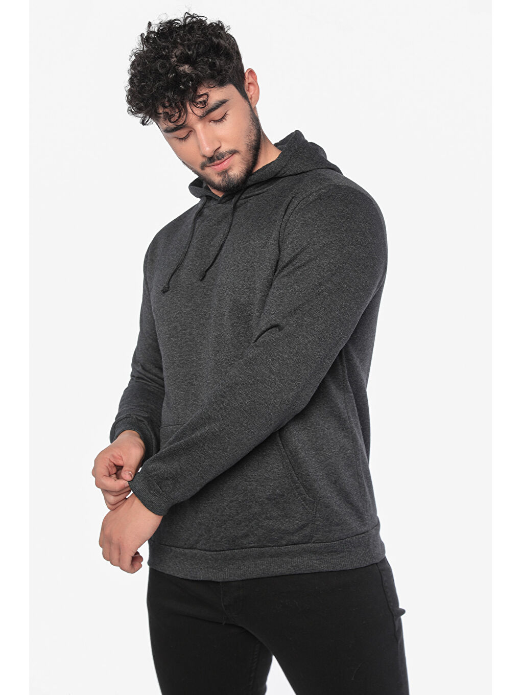 Mishar İtalia Antrasit Erkek Kapüşonlu Şardonlu Sweatshirt - 1