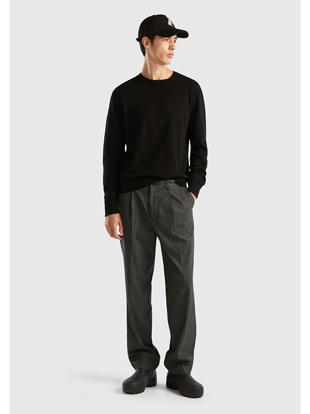 Erkek Siyah %100 Kaşmir Kazak-4