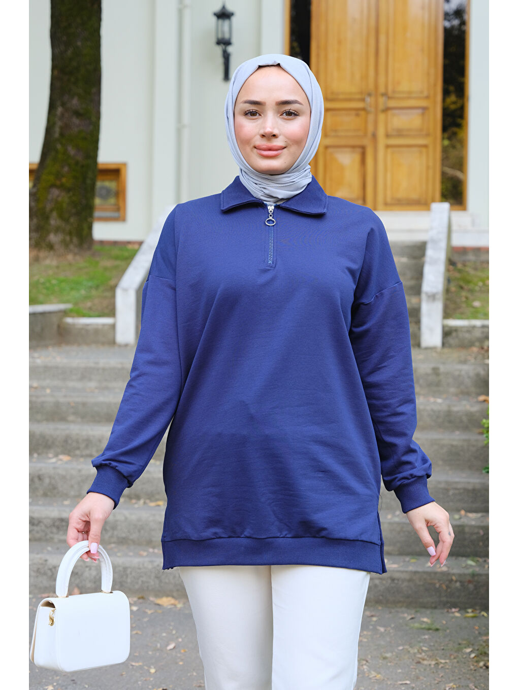 Locco Moda Yarım Fermuarlı Tunik Lacivert - 2