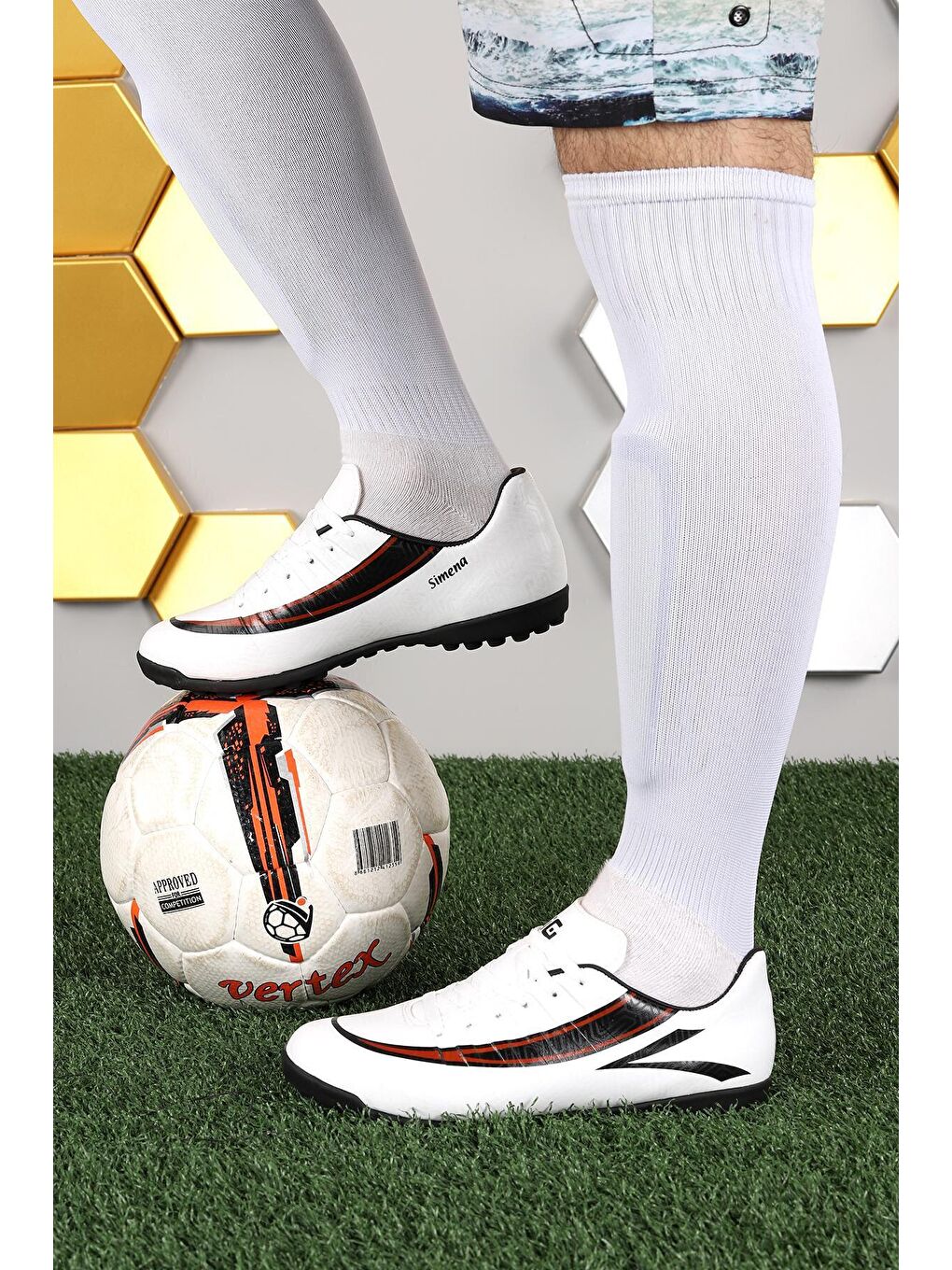 Beyaz Simena HM Halı Saha Erkek Futbol Ayakkabı-2