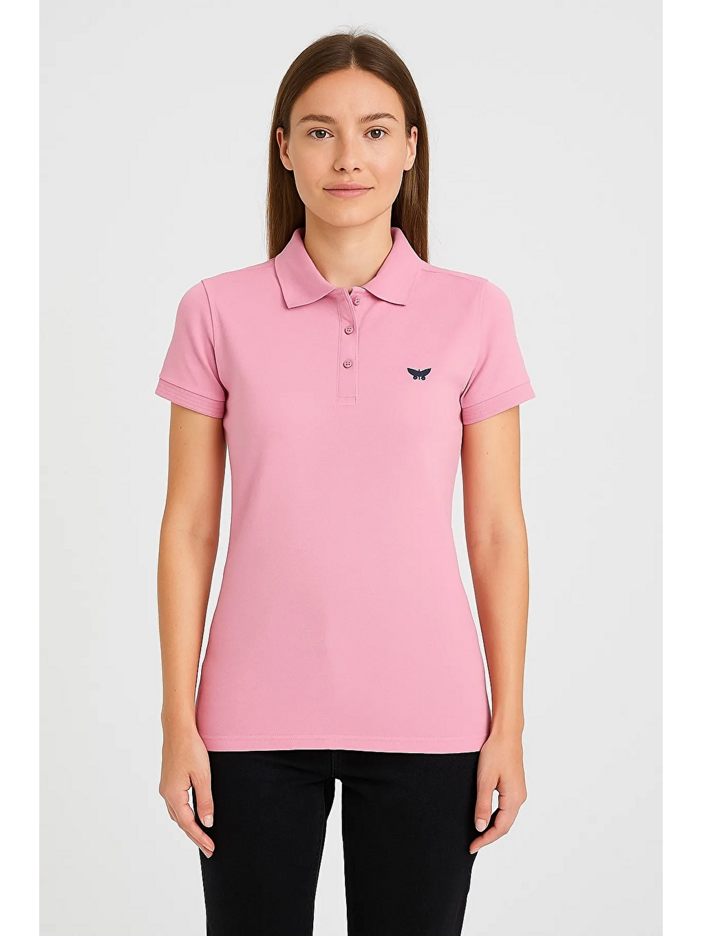 Pembe Kadın 3 Lü Paket Yazlık Basic Düz Polo Yaka Tişört-2
