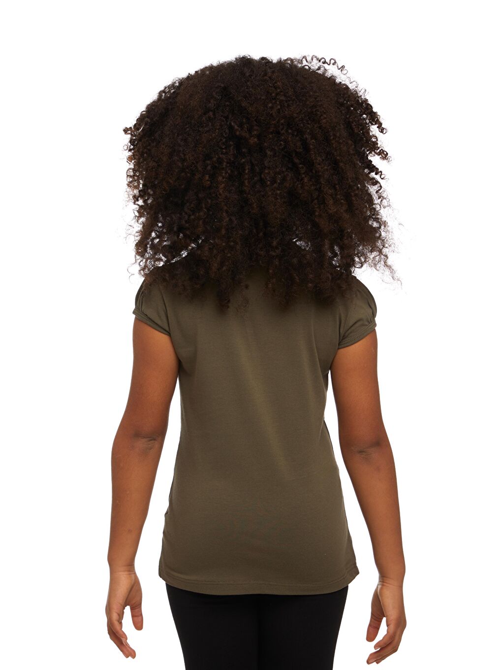 Kamuflaj Yeşil Kız Çocuk Kısa Kollu Basıc Tişört-2