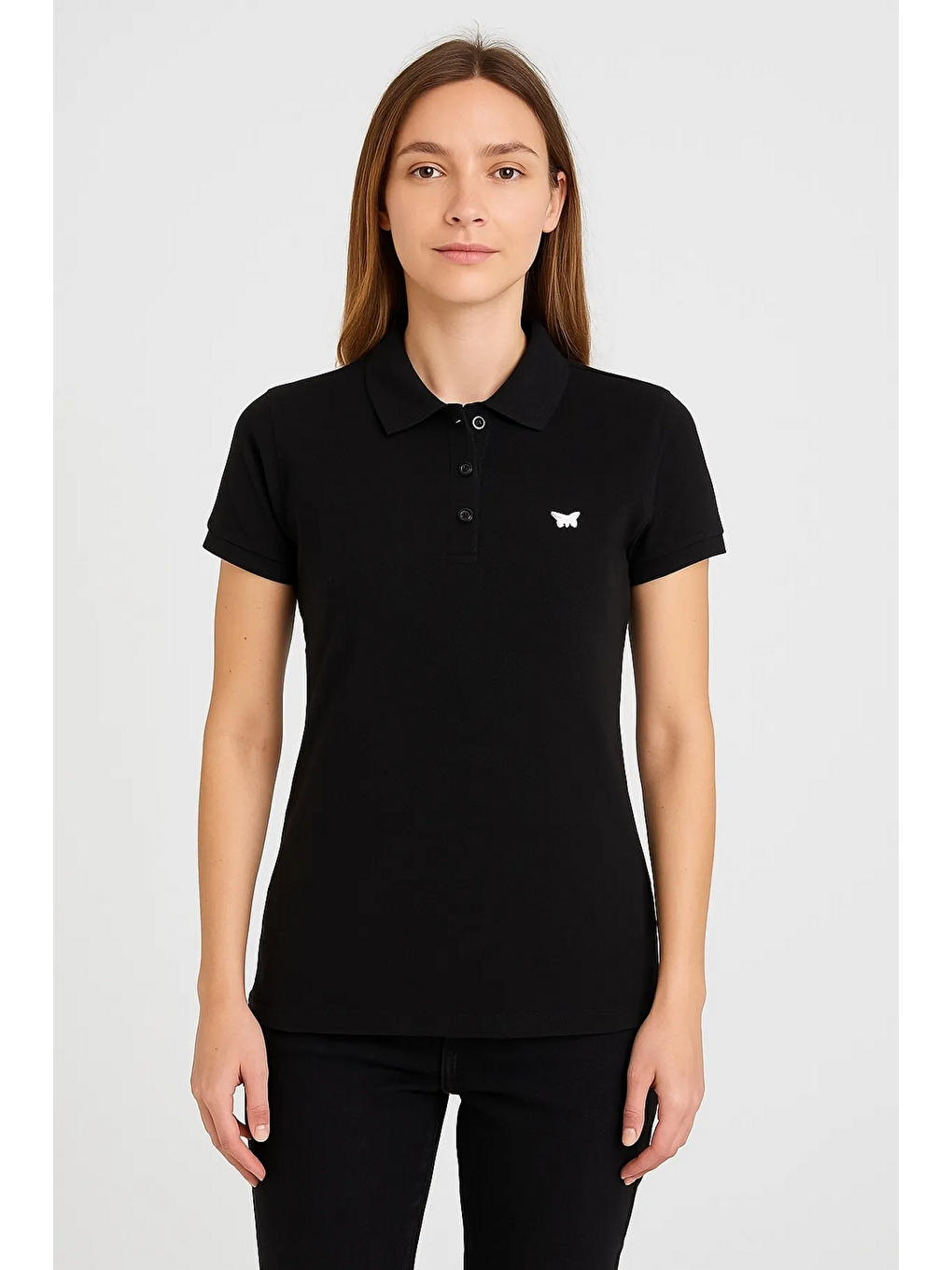 Pembe Kadın 3 Lü Paket Yazlık Basic Düz Polo Yaka Tişört-3