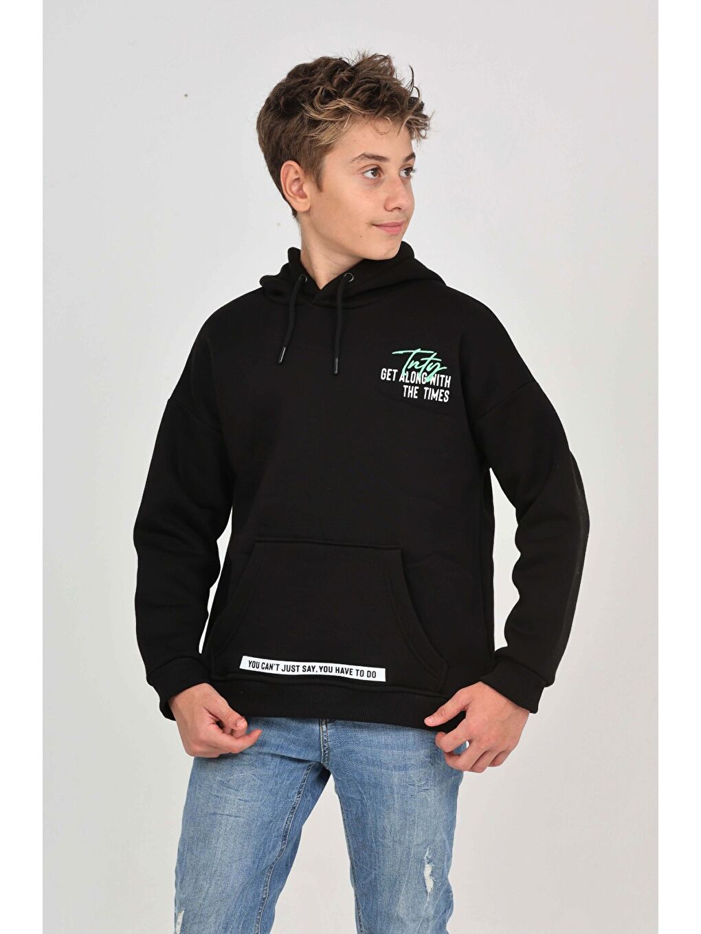 Siyah Erkek Çocuk Tnty Nakışlı Sweatshirt-1