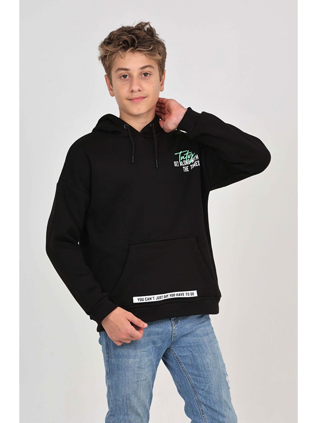 Siyah Erkek Çocuk Tnty Nakışlı Sweatshirt-2