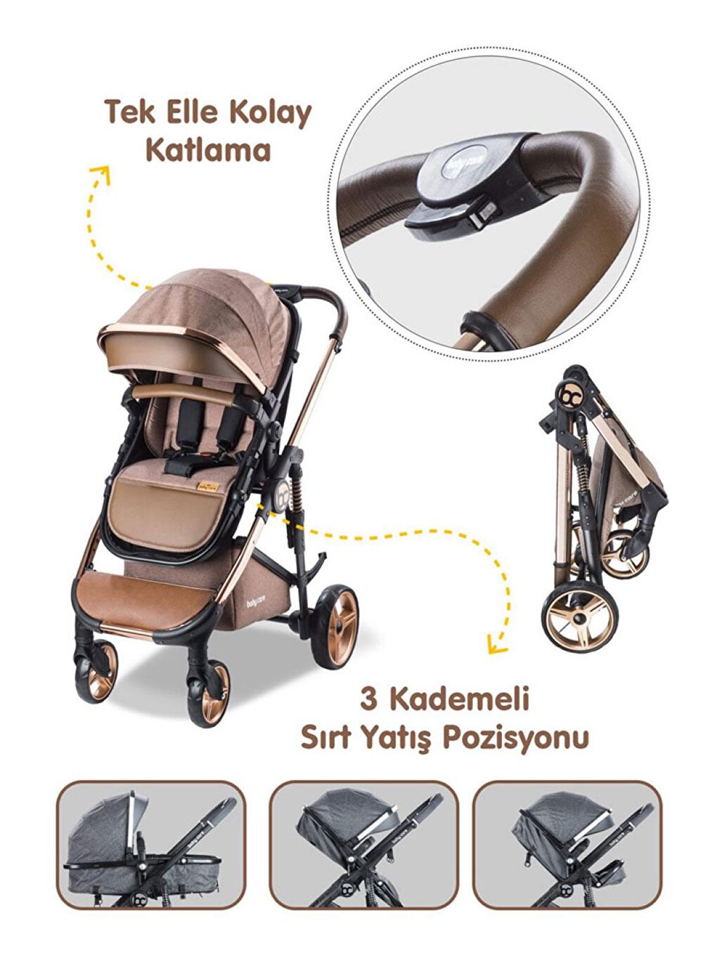 Babycare Kahverengi Colarado Chrome Travel Sistem Bebek Arabası Kahve - 3