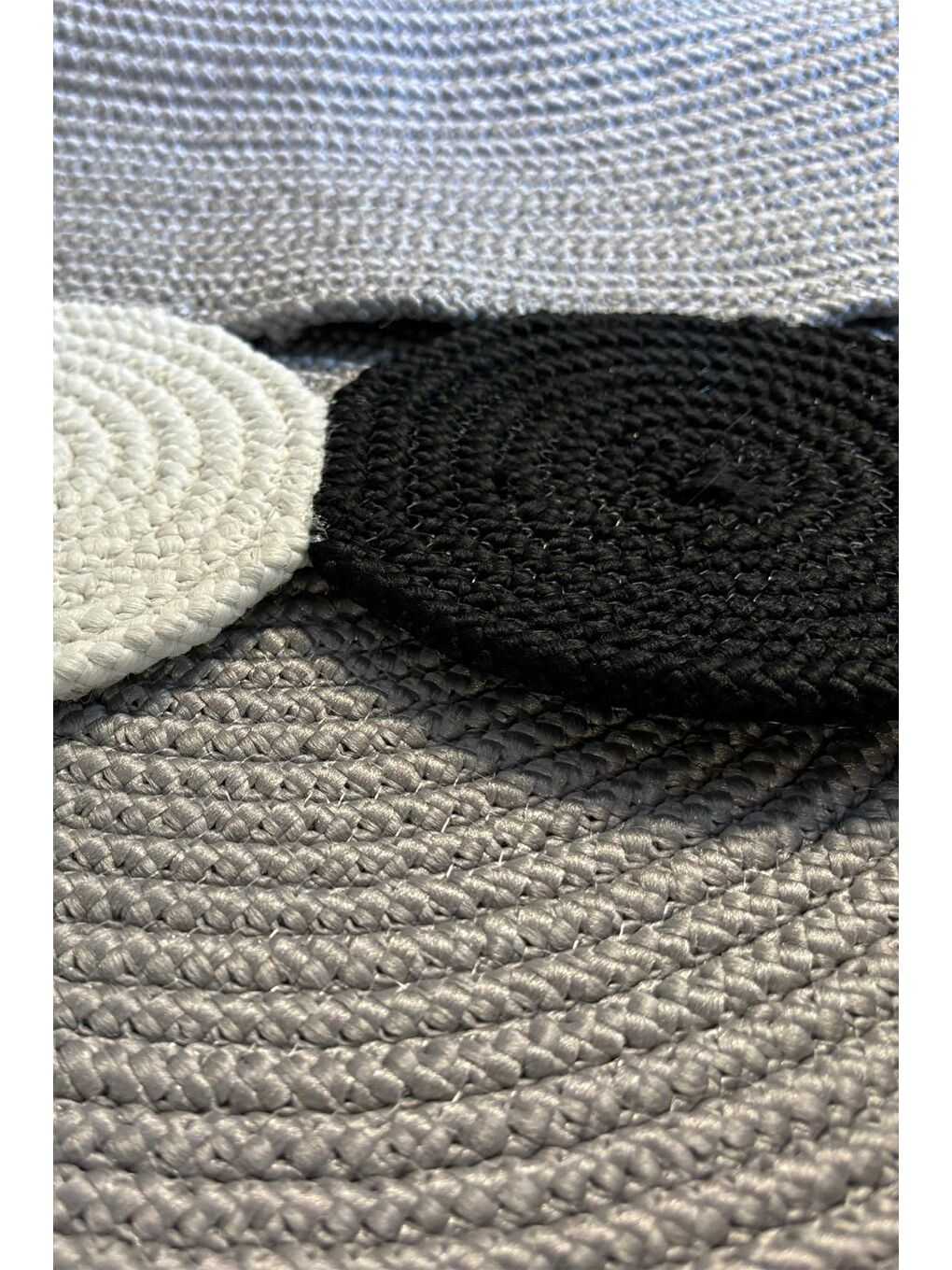 Bej Natural Jüt Halı El Dokuma Hasır Yolluk Bohem Jüt Kilim HMFJUT428 120 x 120 cm-5