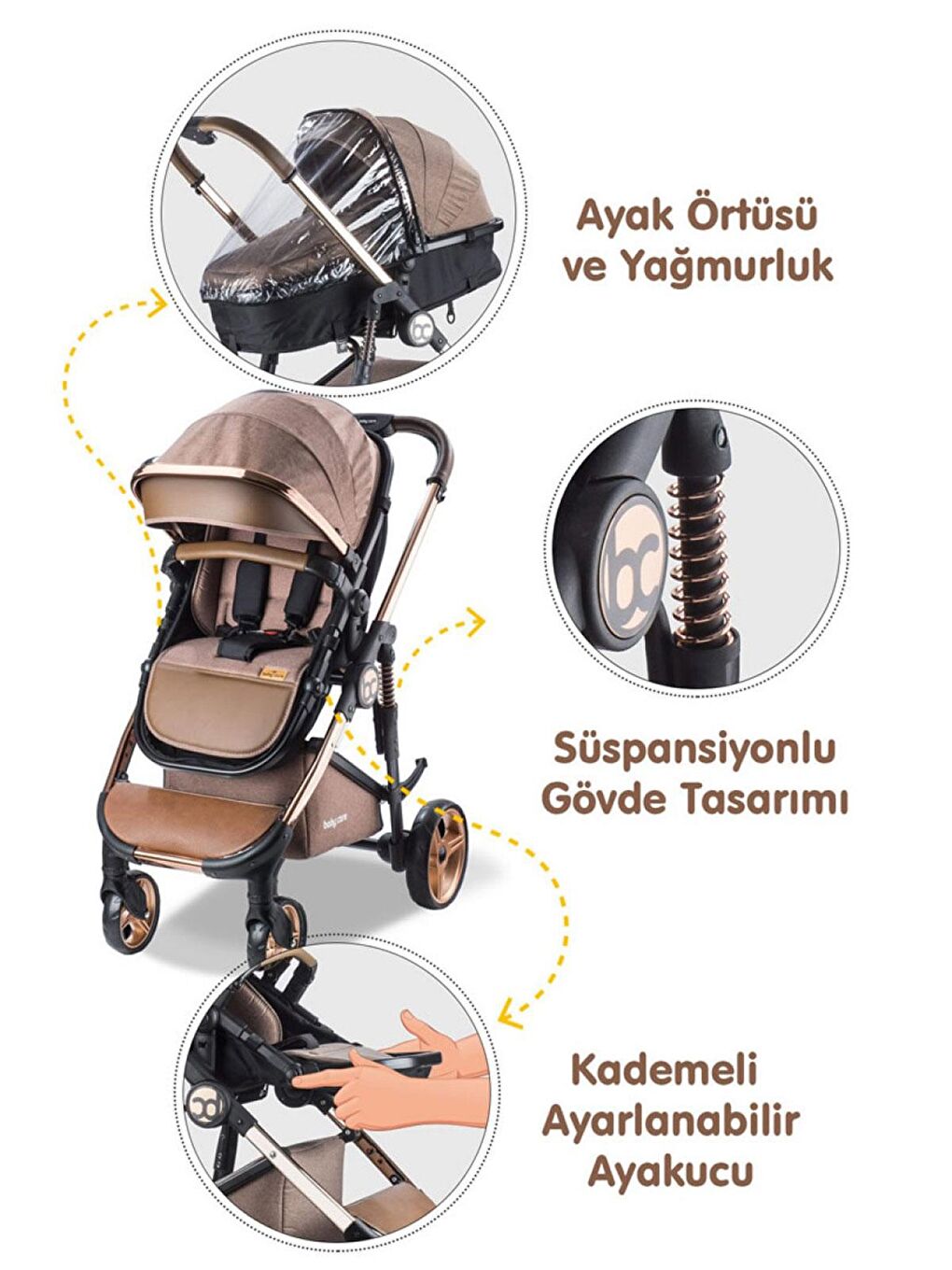 Babycare Kahverengi Colarado Chrome Travel Sistem Bebek Arabası Kahve - 1