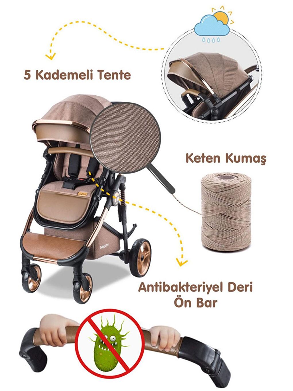 Babycare Kahverengi Colarado Chrome Travel Sistem Bebek Arabası Kahve - 5