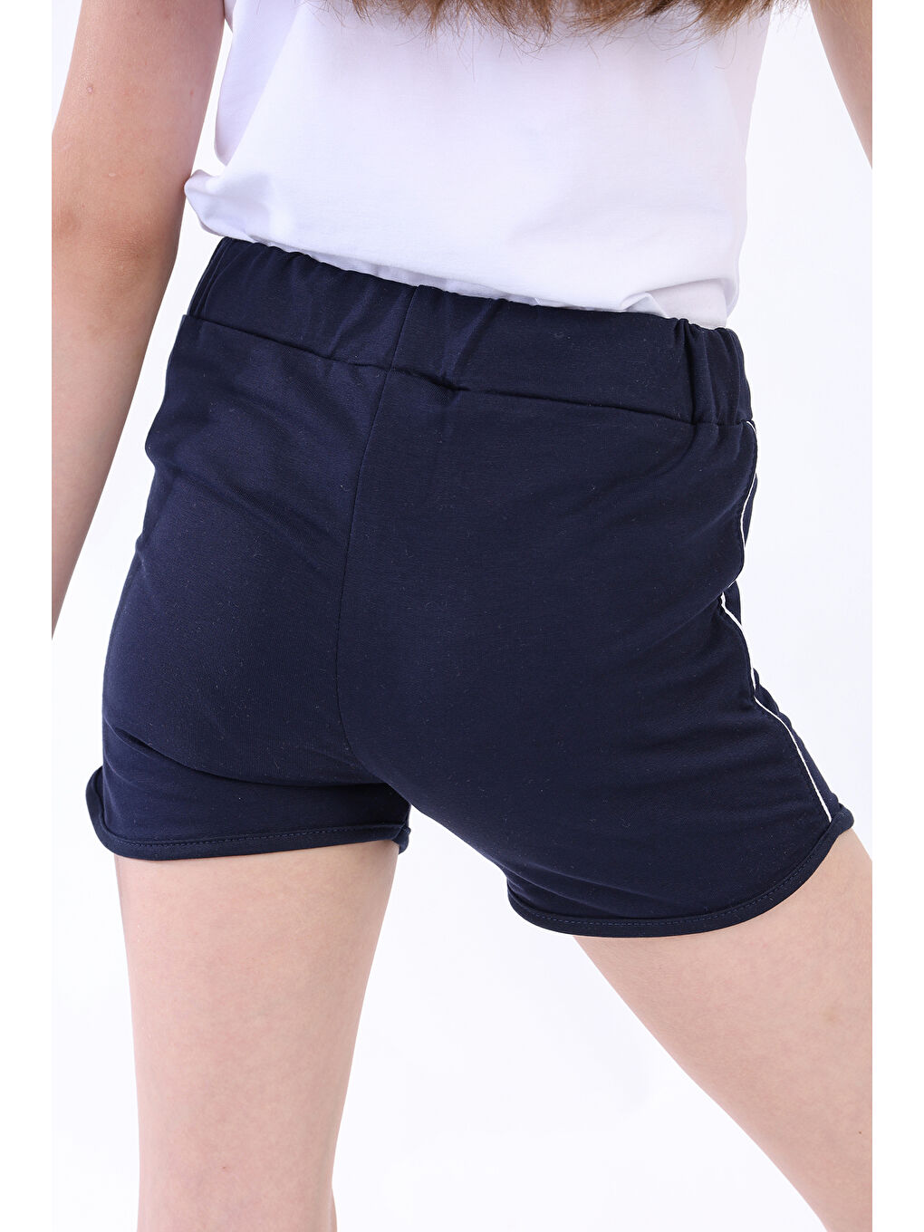 Lacivert Kız Çocuk Yıldız Arma Nakışlı Şort-1