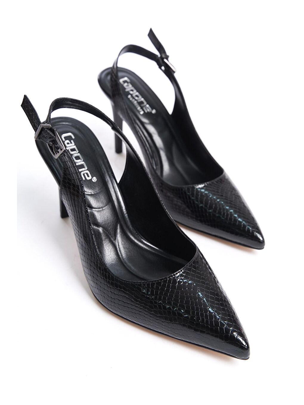 Siyah Arkası Açık Orta Topuklu Yumuşak Pedli Taban Kadın Ayakkabı