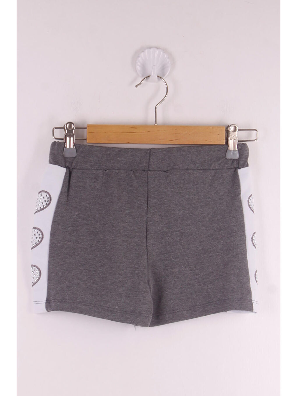 Antrasit Kız Çocuk Kalp Nakışlı Şort-3