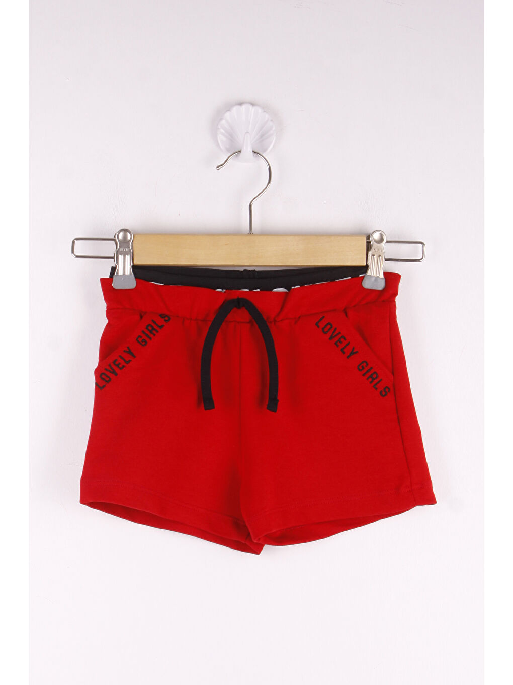 Kırmızı Kız Çocuk Lovely Baskılı Cepli Şort-2