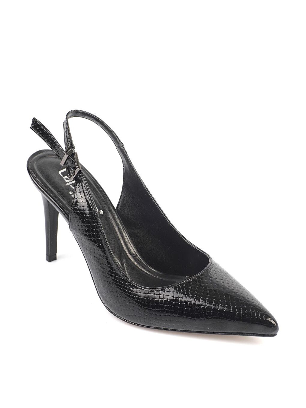 Siyah Arkası Açık Orta Topuklu Yumuşak Pedli Taban Kadın Ayakkabı-3