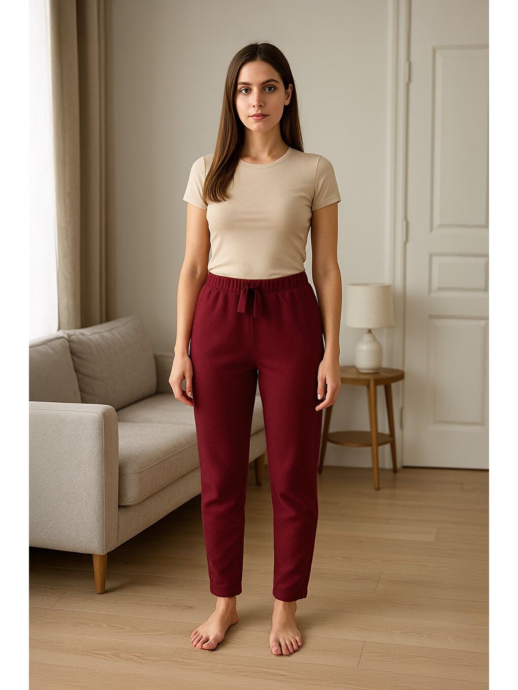 Bordo Basic Polar Eşofman Altı