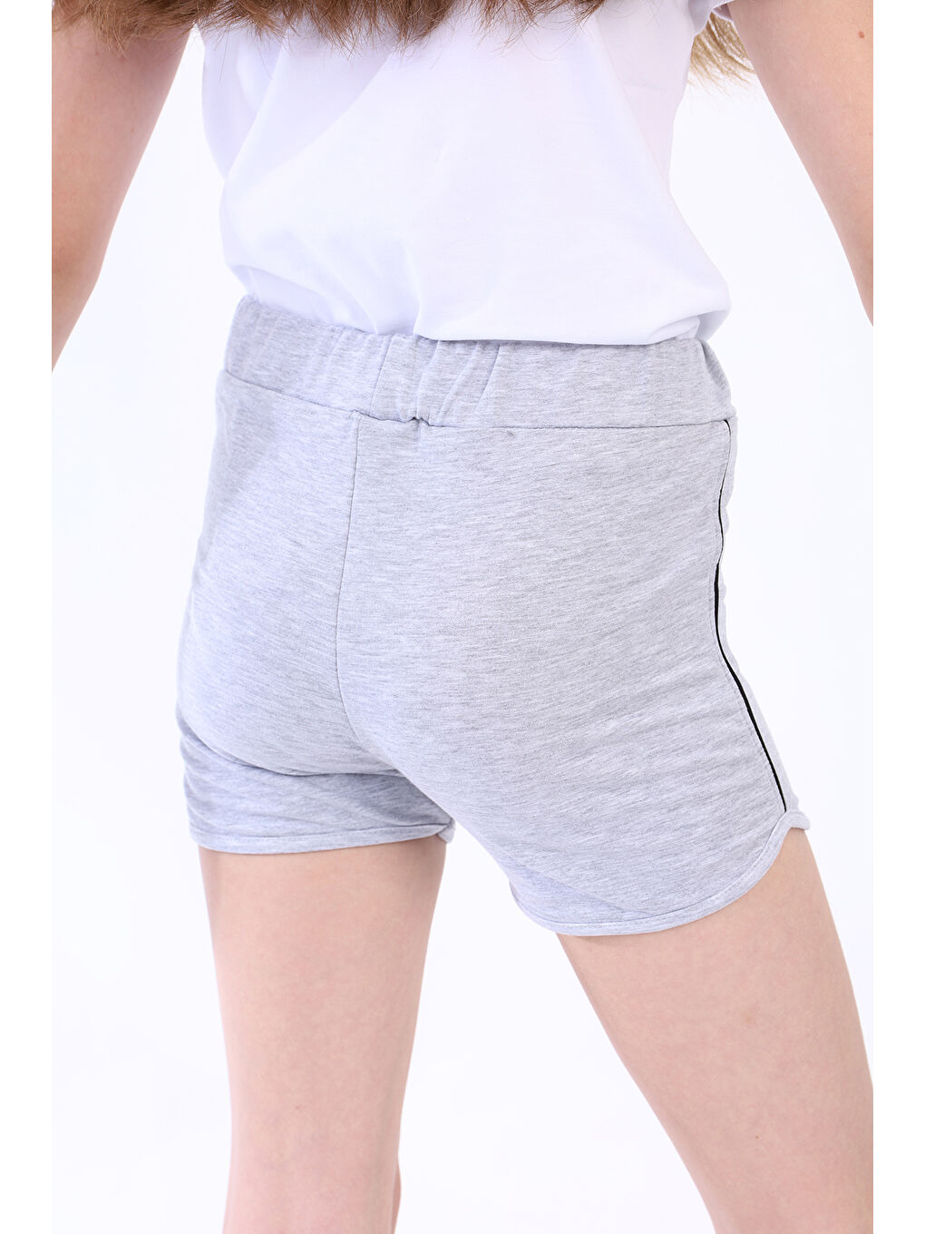 Gri Kız Çocuk Yıldız Arma Nakışlı Şort-2