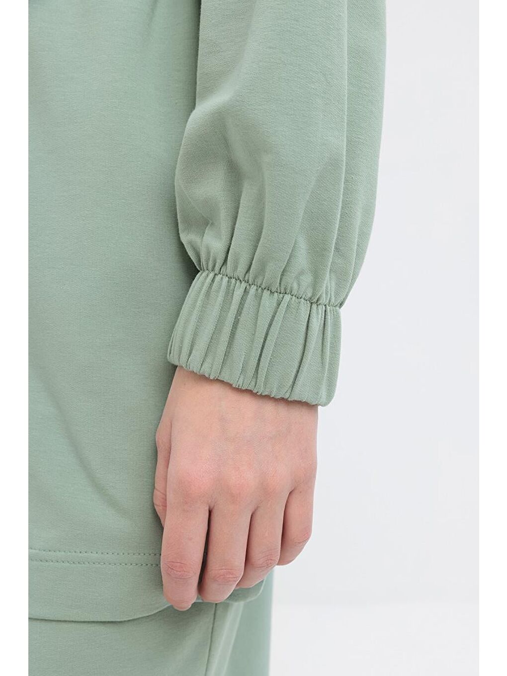 Yeşil Defne-Belden Büzgülü Fermuarlı Eşofman Takımı-4