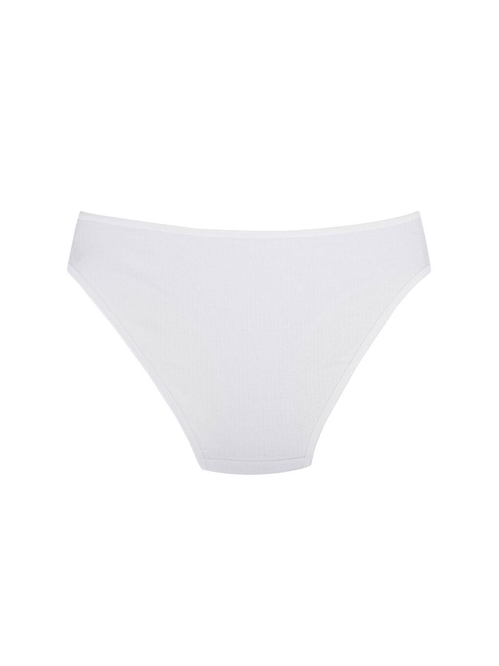 Kompedan Beyaz Fitilli Ribana Pamuklu Esnek Rahat Slip Bikini Külot | Beyaz 26000 - 1