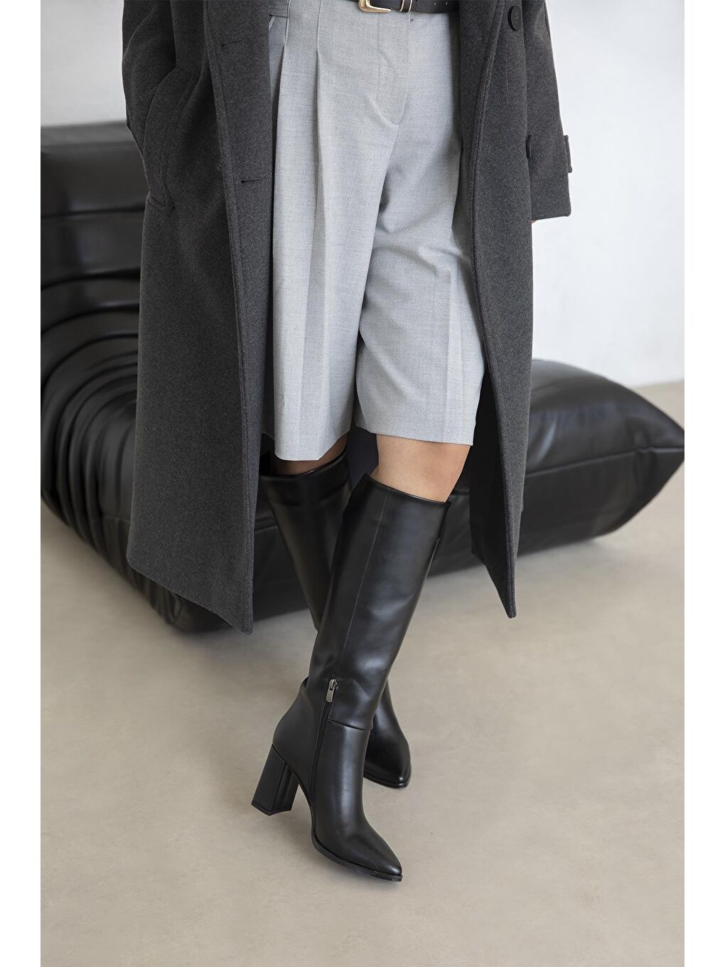 Sawyer  Kadın  Sivri  Burun Deri Çizme Siyah