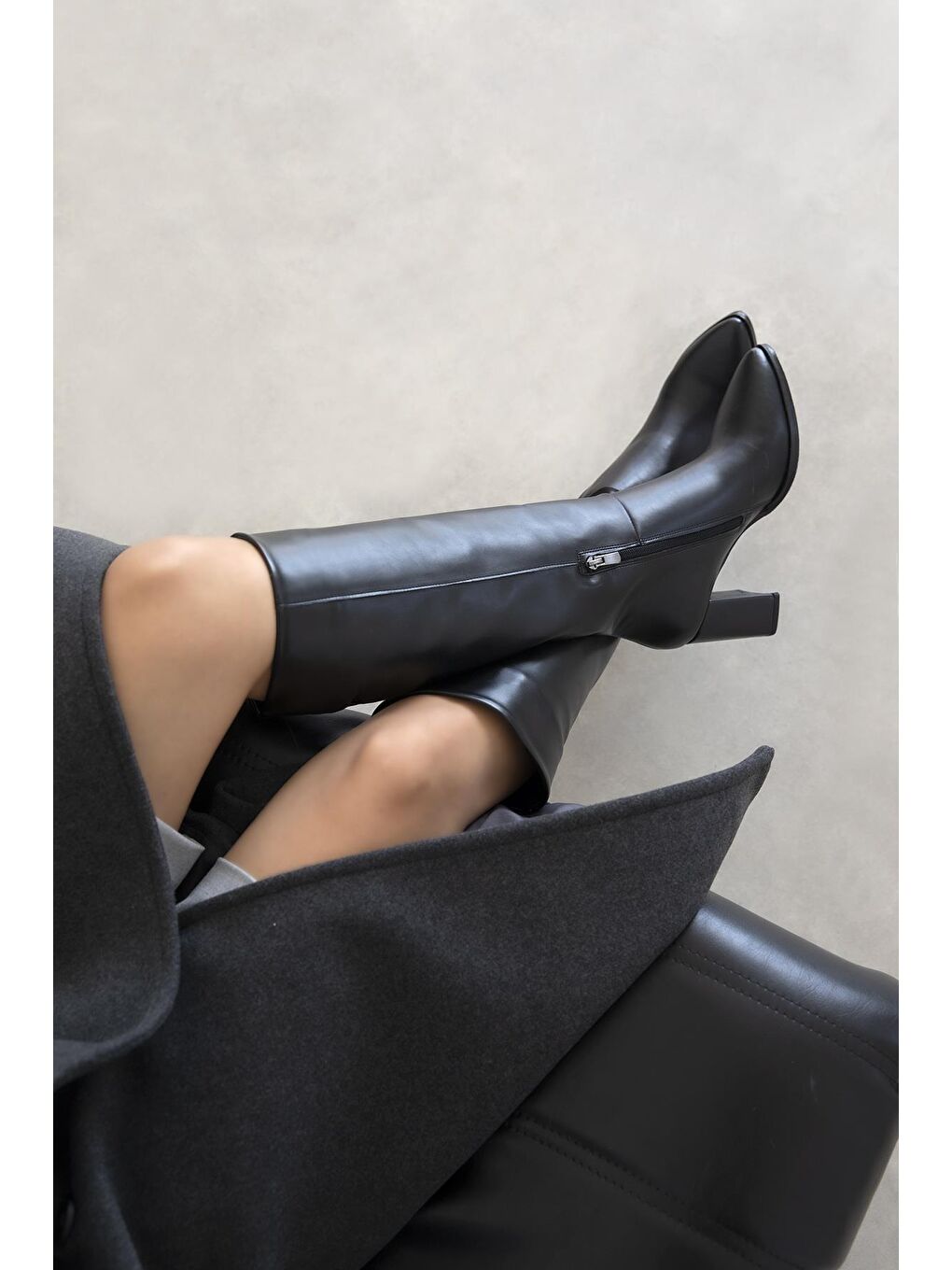 Sawyer  Kadın  Sivri  Burun Deri Çizme Siyah-1